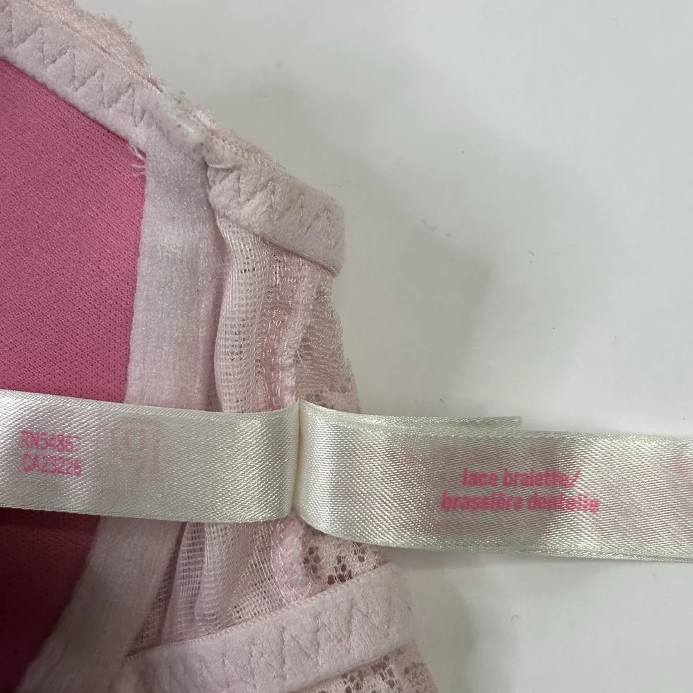 VICTORIA'S SECRET PINK Womens Small Lace Bralette Bra Light Pink Underwire V-day